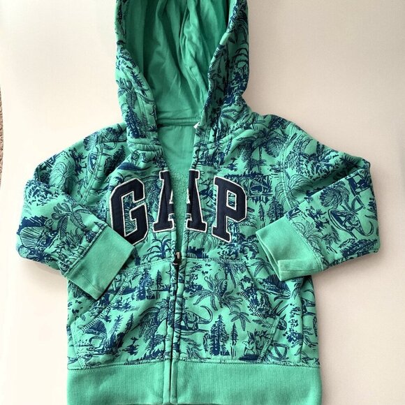 GAP TODDLER FULL ZIP TOPICAL DINOSAUR HOODIE - Picture 4 of 8